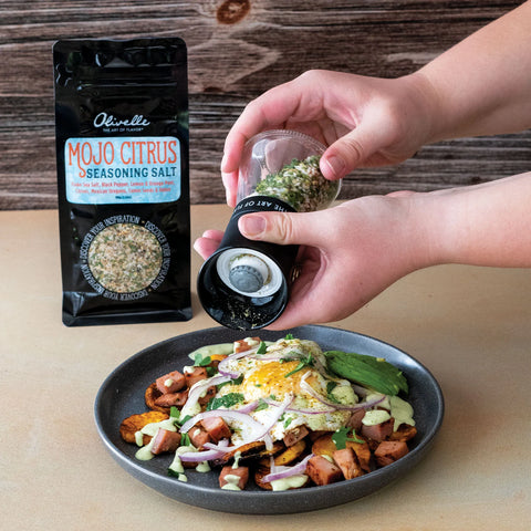 Fried Plantain Breakfast Stack With Spicy Mojito Crema