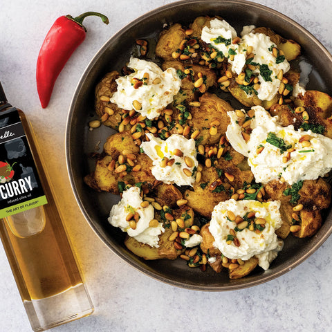 Smashed Potatoes With Burrata