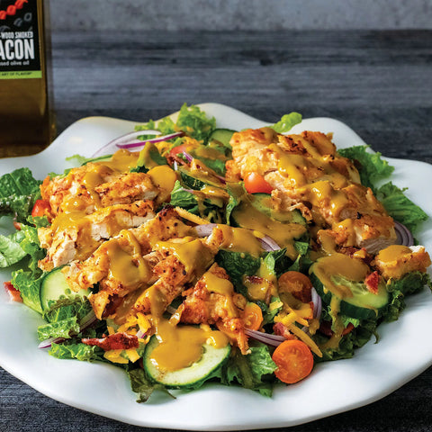 Pan Fried Chicken Salad With A Bourbon Honey Mustard Dressing