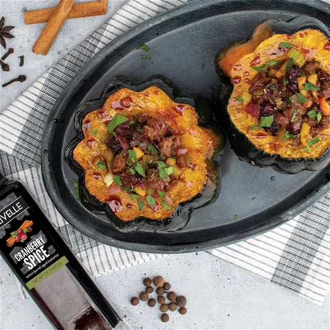 Cranberry, Apple & Sausage Stuffed Acorn Squash